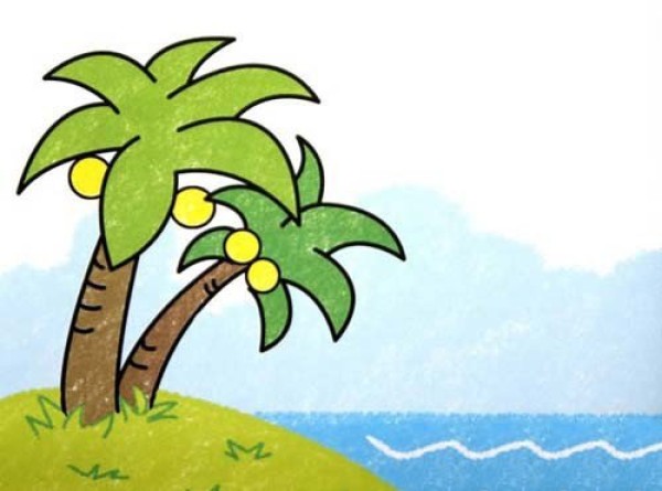 Painted Coconut Tree Simple Drawing Picture