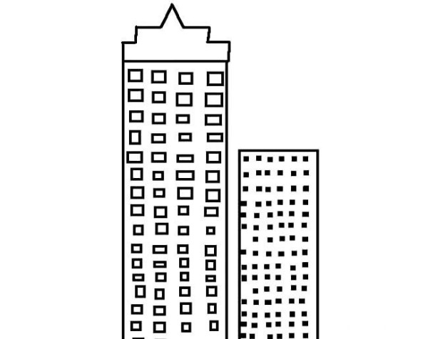 Complete collection of childrens simple drawings of buildings and simple drawings of high-rise buildings