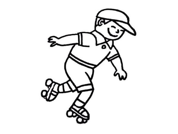 Simple drawing of little boy skating