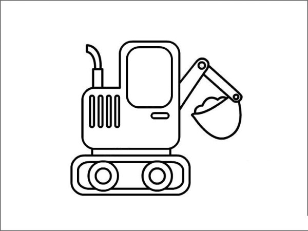 Excavator simple strokes drawing steps