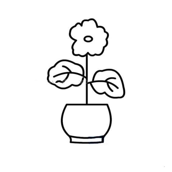 Simple drawing of beautiful small flowerpot