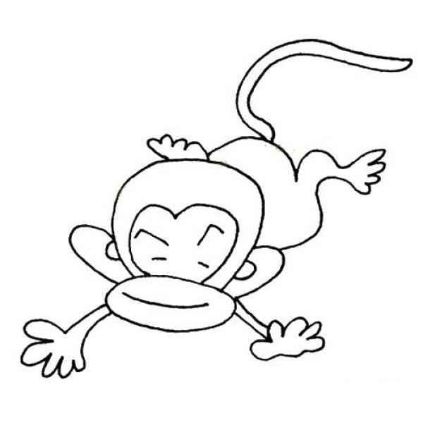 Happy monkey simple drawing picture