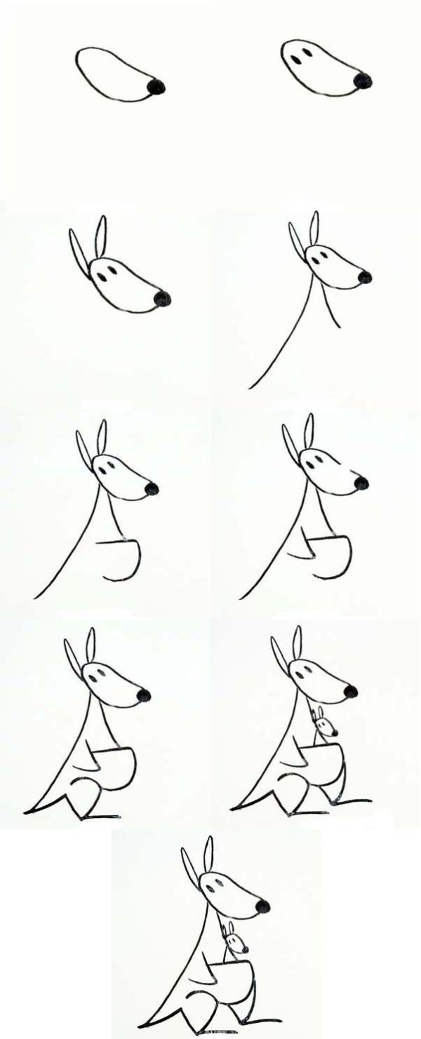 Simple drawing tutorial How to draw a kangaroo in simple strokes