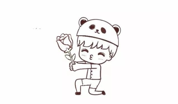 Simple drawing tutorial: boy giving roses