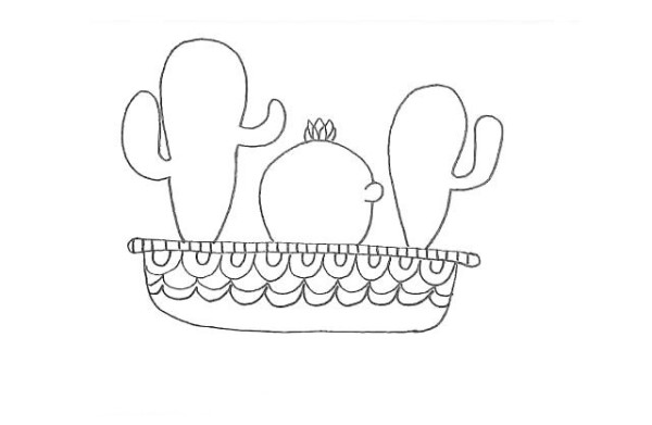 Learn to draw a cactus potted plant in ten seconds