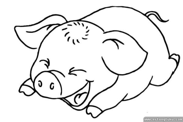 Happy pig cute simple drawing picture