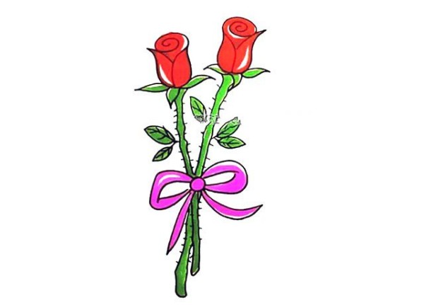 Draw a beautiful bouquet of red roses