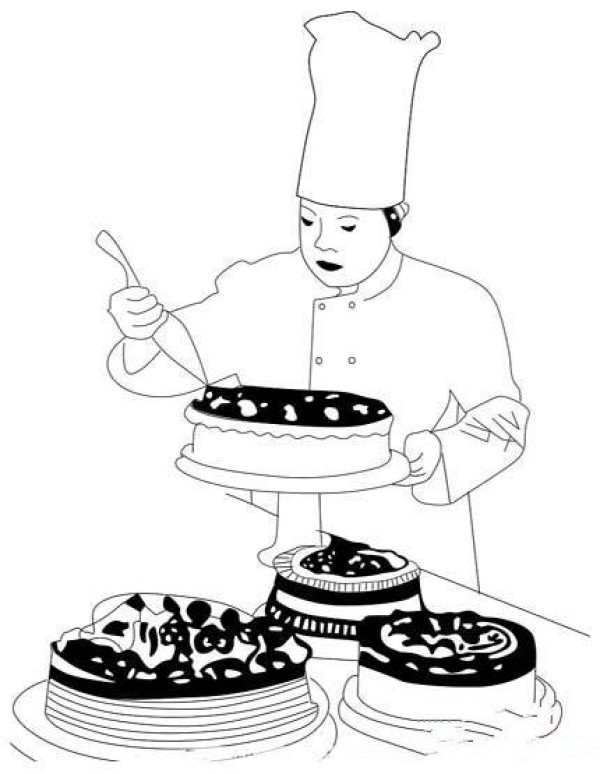 Cake chef character simple drawing picture