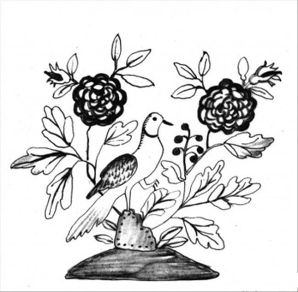 Simple drawing pictures of roses and birds