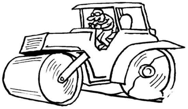 Simple drawing picture of driving a road roller