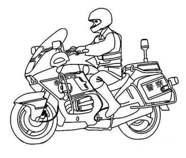 Childrens motorcycle police car simple drawing picture