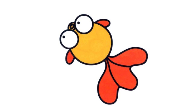 Cartoon little goldfish simple drawing coloring method