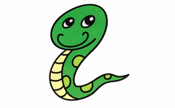 How to draw a green snake with simple strokes