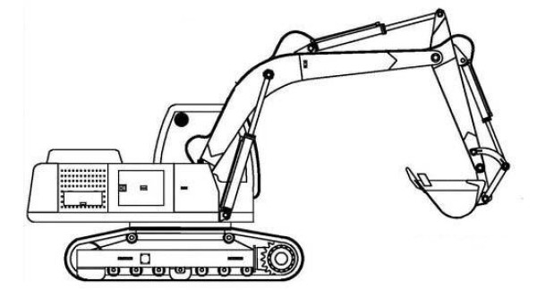 Simple drawing of large excavator