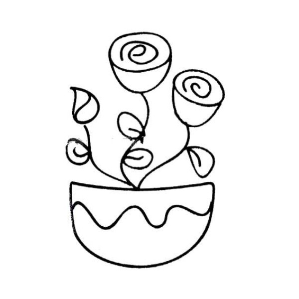 Simple small potted plant sketch