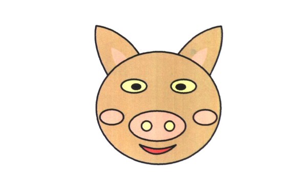 Cartoon pig head simple drawing tutorial sharing