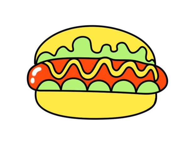 Hot dog bun simple strokes