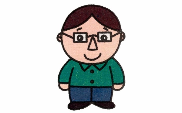 Simple drawing of dad wearing glasses