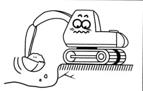 Cartoon excavator simple drawing picture