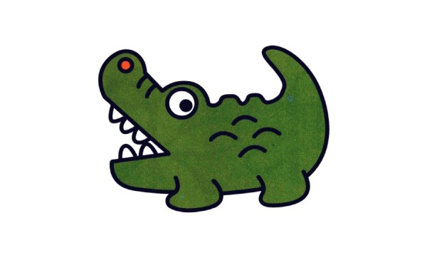 Simple drawing of little crocodile with big eyes