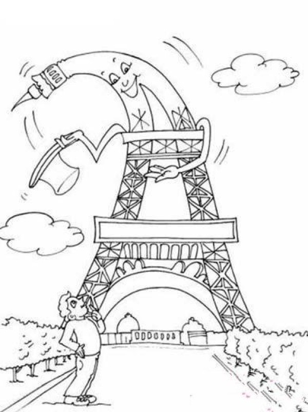 Childrens Cartoon Eiffel Tower Simple Drawing Picture Collection