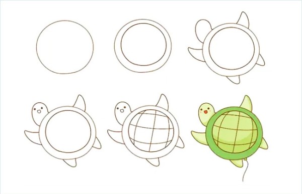 Draw a simple drawing of a cute animal balloon - little turtle