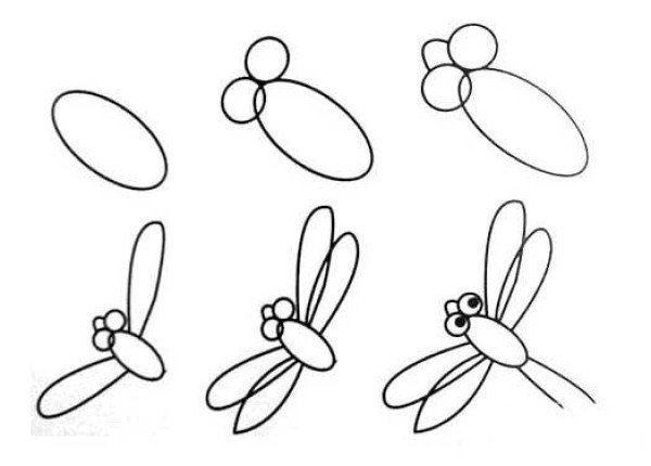 Step by step drawing of dragonfly