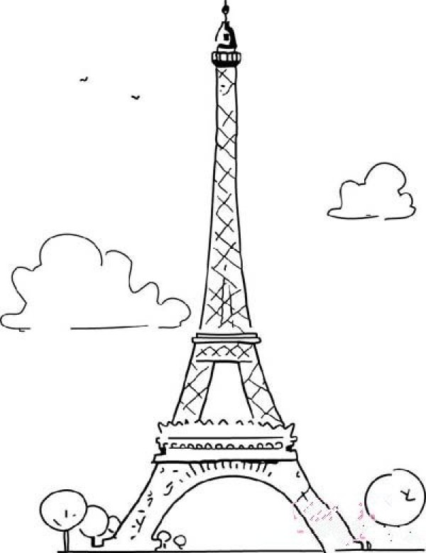 Simple drawing pictures of world famous places: Eiffel Tower