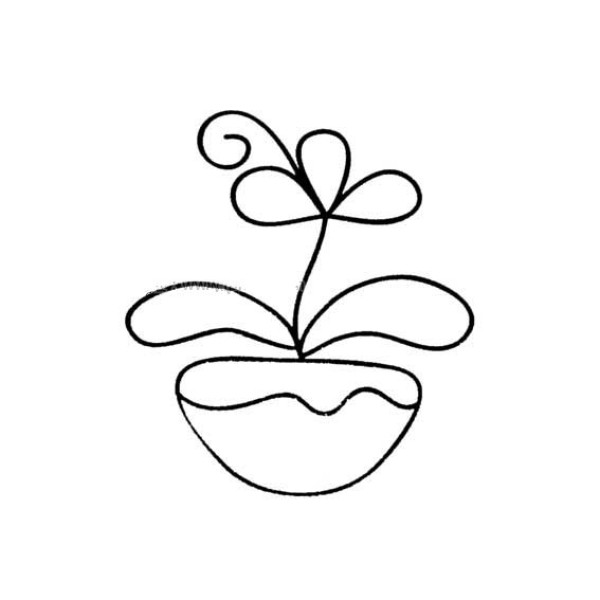 Simple drawing of small potted plant