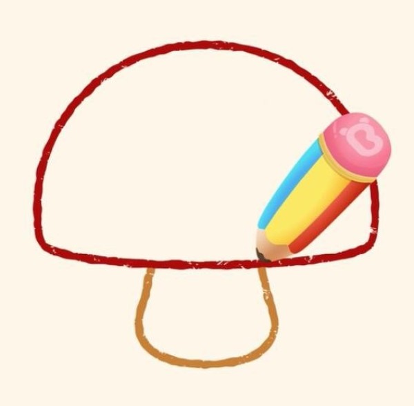 Magical simple drawing mushroom