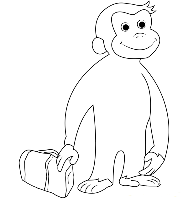 Traveling Monkey Simple Drawing Picture