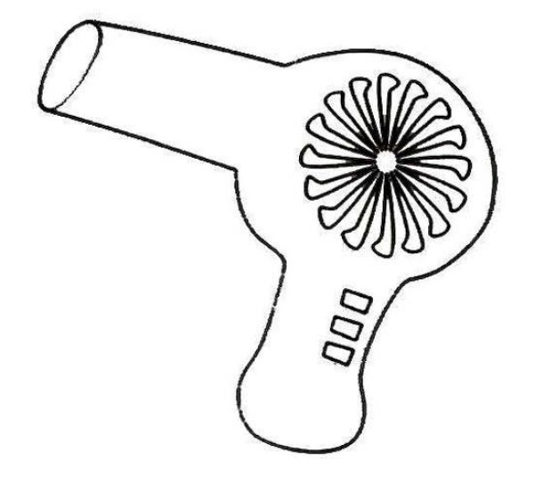 Simple drawing picture of home appliance hair dryer for primary school students