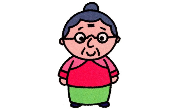 Simple drawing method of old grandma cartoon image