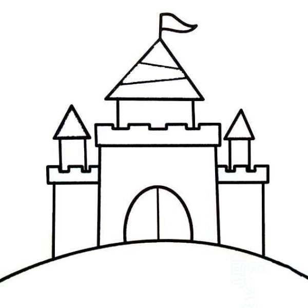 Childrens simple drawing material castle