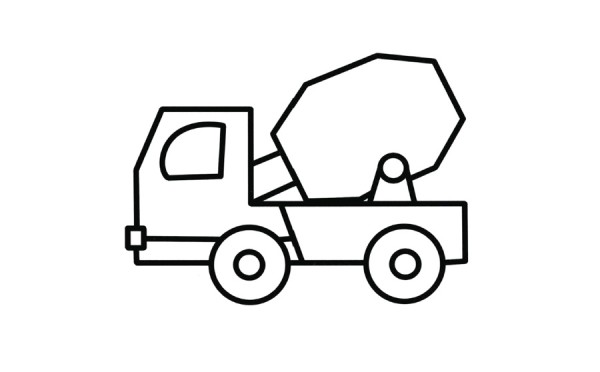 Coloring method of simple drawing of small mixer truck