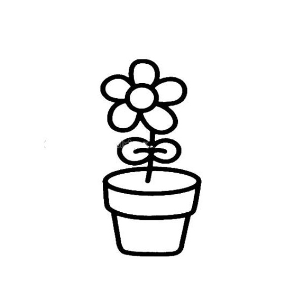 Simple drawing of small potted plants