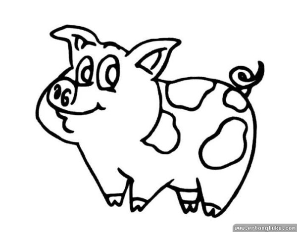 Happy pig cute simple drawing picture