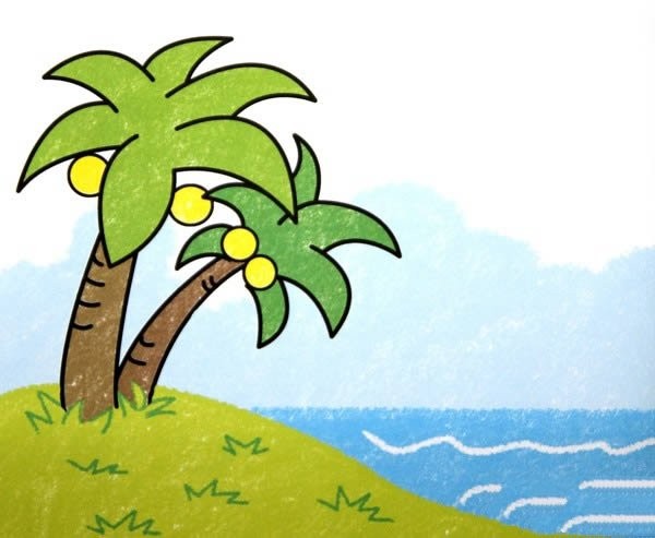 Simple drawing of coconut tree for children