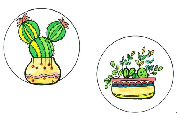 Small potted plant hand drawn simple strokes