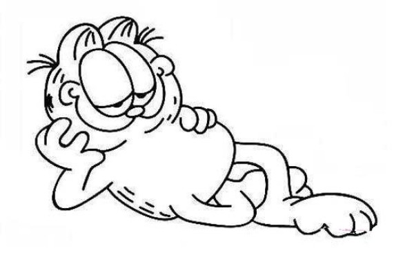 Childrens simple drawing picture of Garfield cat sleeping