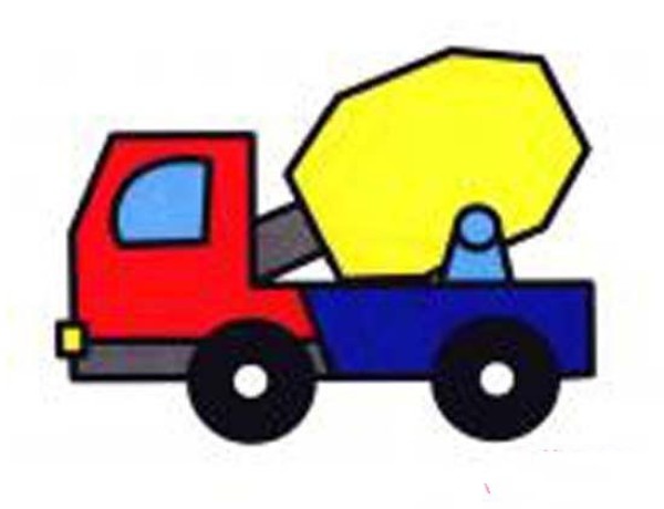 Childrens color mixer truck simple drawing picture