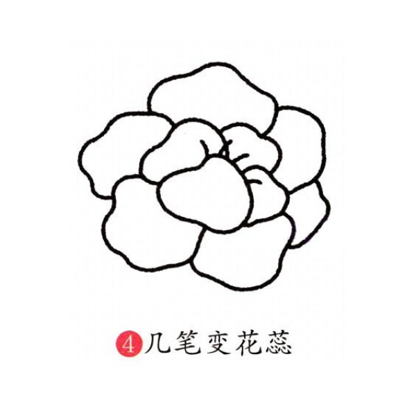 Childrens simple drawing of peony flowers