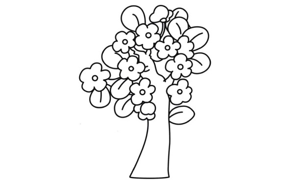 Simple drawing of peach tree