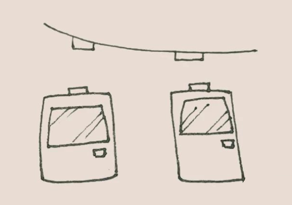 How to draw a simple drawing of a cable car