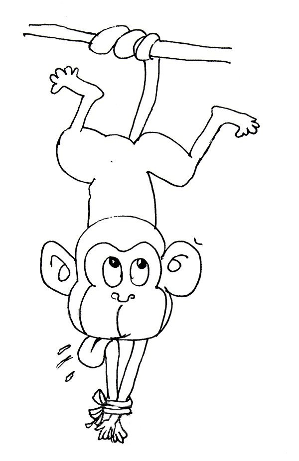 Simple drawing of tied monkey