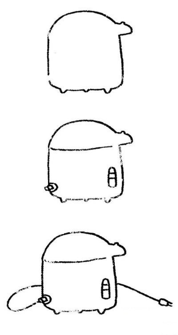 Rice cooker simple drawing tutorial step-by-step pictures: How to draw a rice cooker