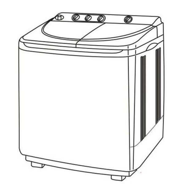 Simple drawing picture of old-fashioned double-tub washing machine for primary school students