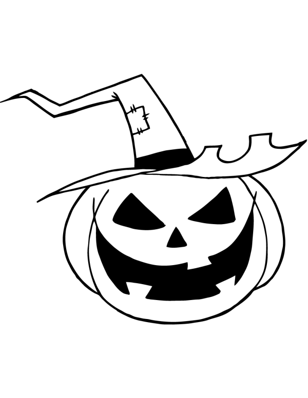 Scary hollow jack-o-lantern with witch hat