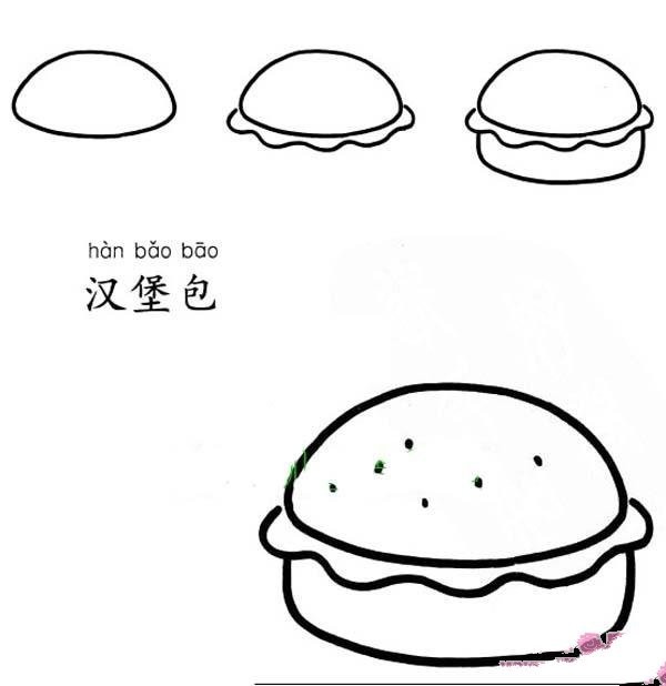 Simple drawing tutorial of hamburger: How to draw a hamburger