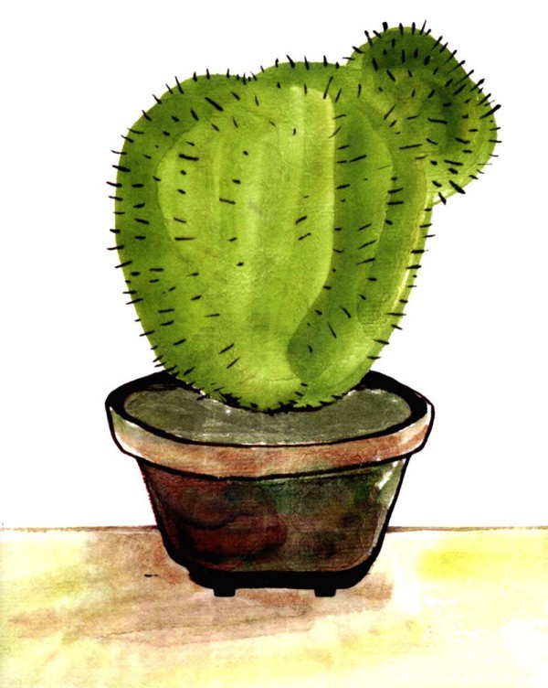 Basic Chinese Painting Tutorial for Children 14 Cactus